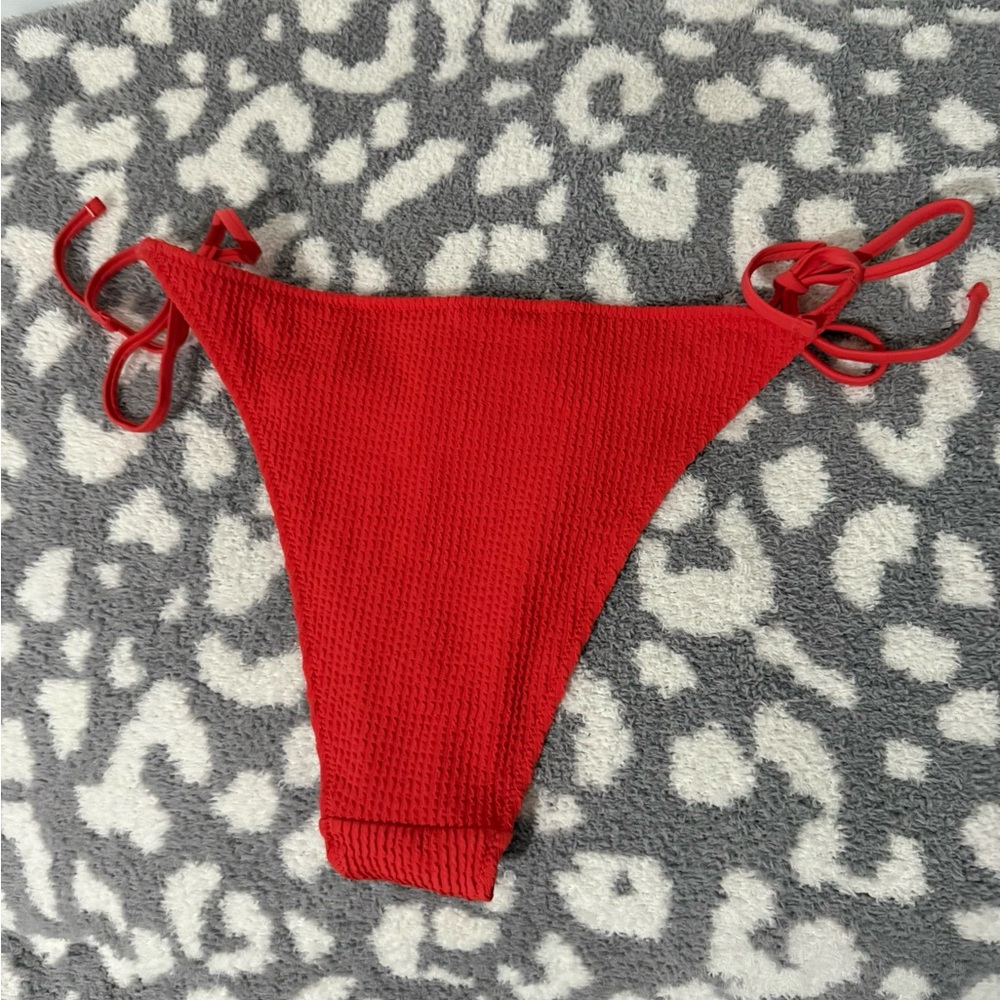 Aerie Red Bikini Set With Pink Square Detail - Picture 5 of 5